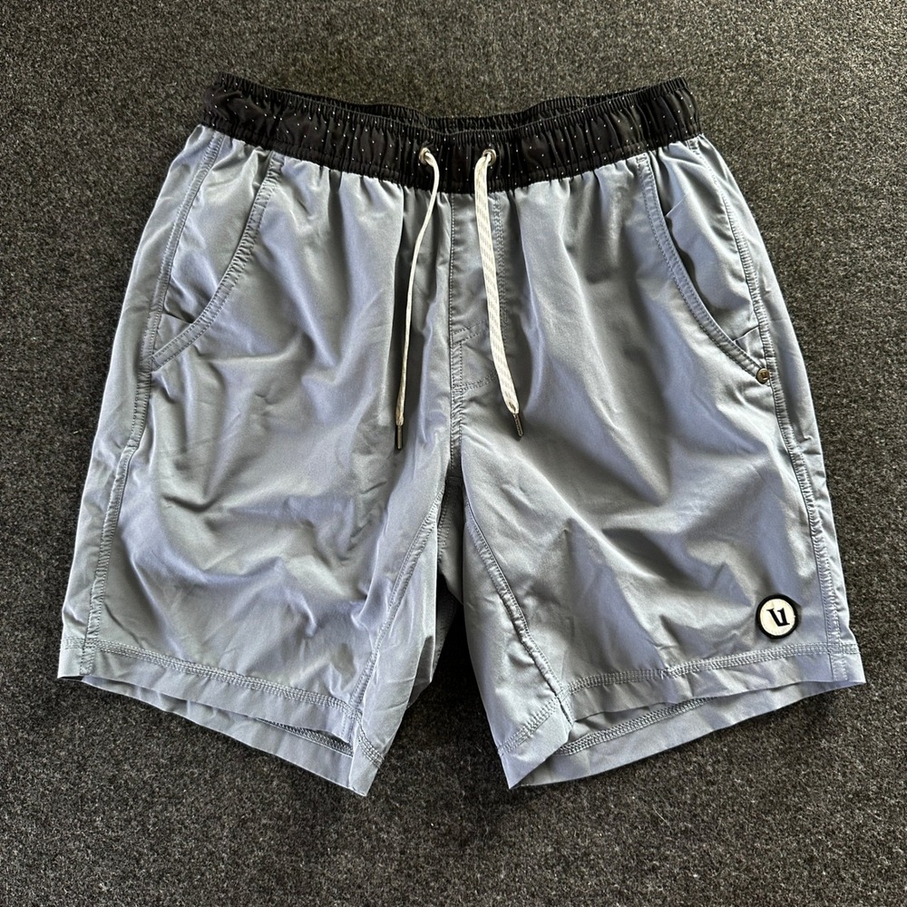 Vuori Banks Shorts Mens Grey/blue Black Elastic Waist Performance Athletic Sz M